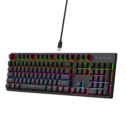 KEBIDUMEI 104 Keys Wired Keyboard RGB Backlit Gaming Mechanical Keyboard Detachable Cable Ergonomic Keyboards For Laptop Gamer