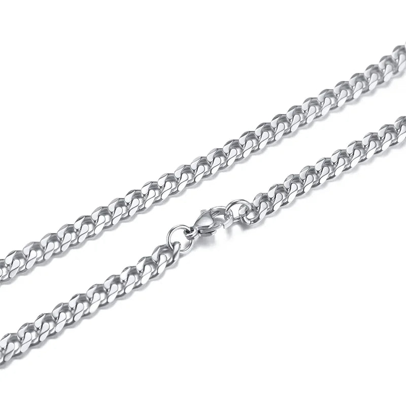 Cadena de eslabones cubanos de acero inoxidable de 3/5/7 mm, collar de acero inoxidable, gargantilla estilo punk hip-hop para hombres, accesorios de joyería de moda