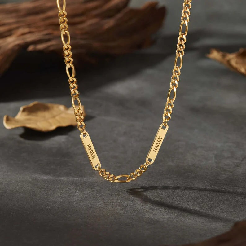 Dad Necklace With Kids Names, Engraved Dad Necklace